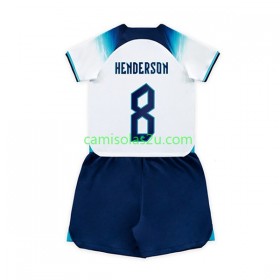 Camisolas de futebol Inglaterra Henderson 8 Criança Equipamento Principal World Cup 2022 Manga Curta